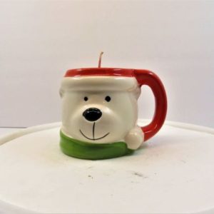 Santa bear mug candle